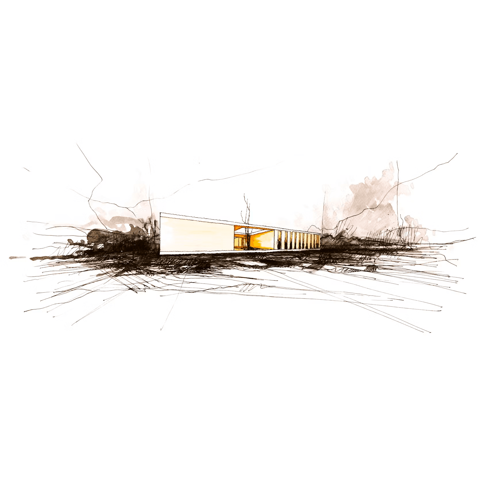 Architectural watercolour sketch